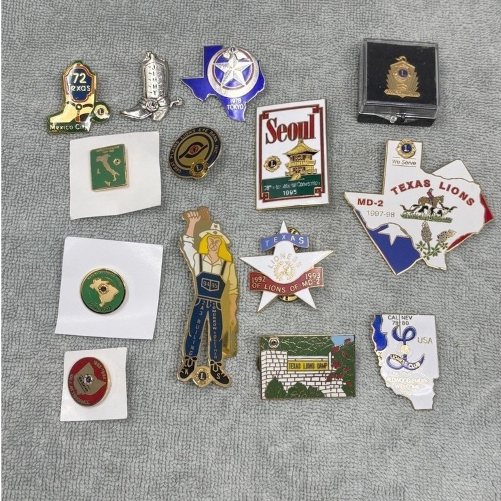 Vintage Lions Club Pins Cowboy Boot Pin Western Texas Star Spur‎ Lioness
